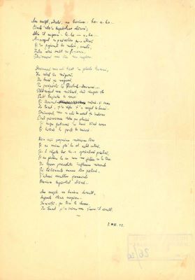 Manuscris - Mihail Sadoveanu; Poezii de dragoste scrise de Mihail Sadoveanu și trimise Valeriei Mitru, în perioada 26.I-9.XI.1942 (45 poezii)