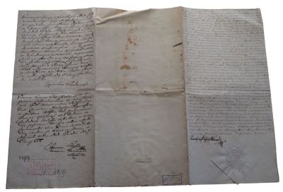 Diplomă - Cancelaria Imperială; Ferdinand I, Împărat al Austriei și Rege al Ungariei, îl numește pe preotul Mihály Fogarasy în funcția de director al Academiei Regale din Oradea, precum și în demnitatea de canonic magistral al Capitlului catedralei din Oradea