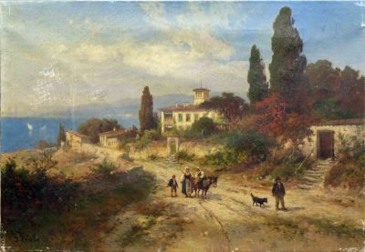 pictură de șevalet - Friede, J.; Peisaj la Livorno