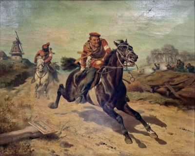 pictură de șevalet - Camphausen, Wilhelm; Patrulă de cavalerie