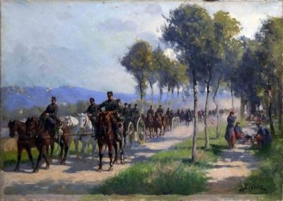 pictură de șevalet - Bassot, Ferdinand; Artilerie în marș