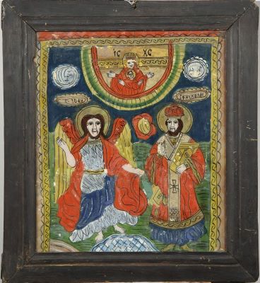 icoană pe sticlă; Sf. Ioan Botezătorul și Sf.Nicolae