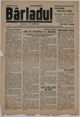 ziar; Bârladul; an III, nr. 14, 9 decembrie 1934