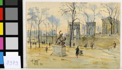 acuarelă - Leverd, Réné; Piață (Parc)