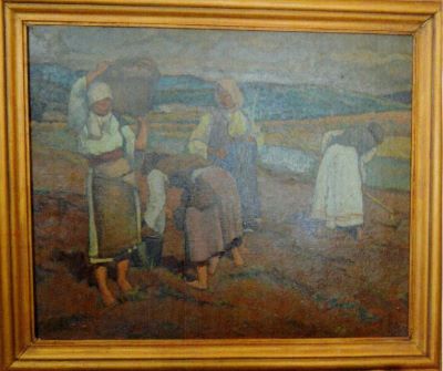 pictură de șevalet - Ressu, Camil; La cules de cartofi