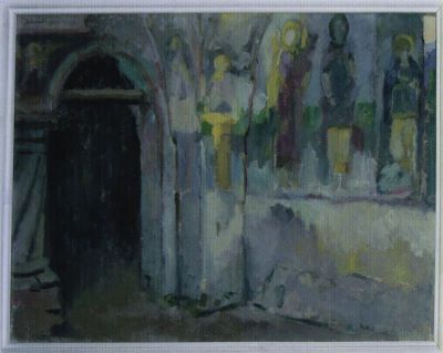 pictură de șevalet - Popp, Sabin; Interior de biserică