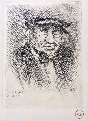 gravură - Vermont, Nicolae; Autoportret